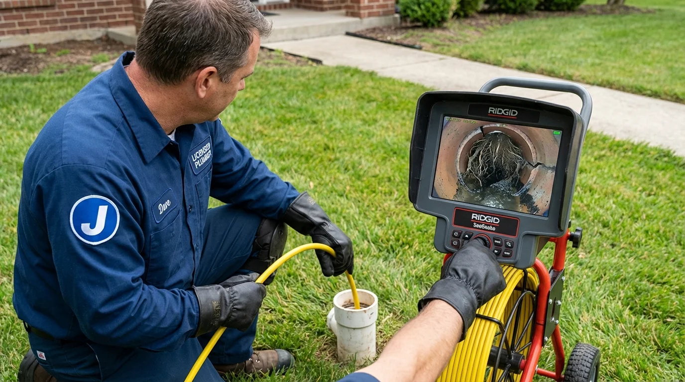 Sewer camera inspection being performed by Johns Plumbing LLC in Portland