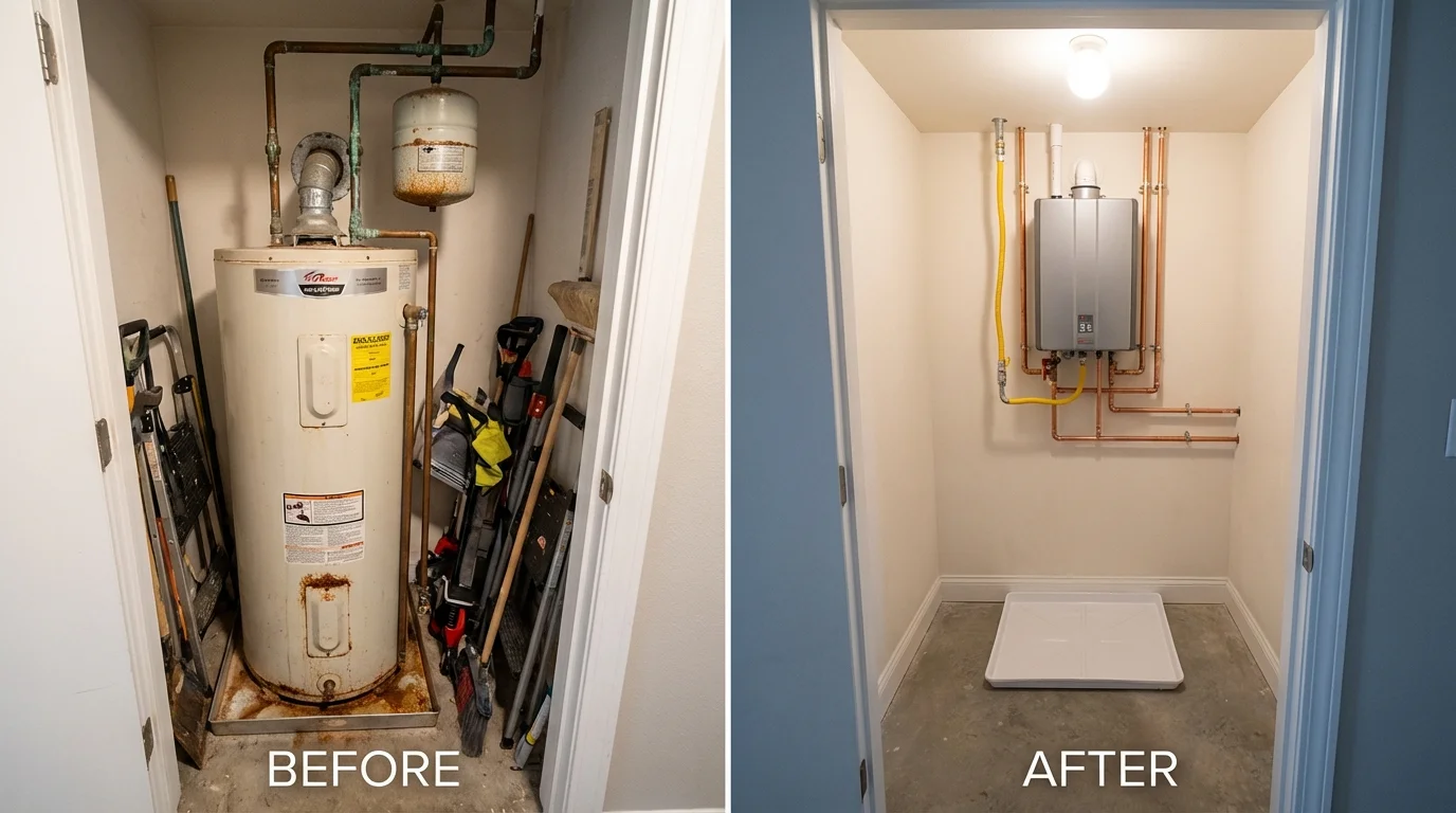 Tank water heater versus wall-mounted tankless unit comparison for Portland, OR homeowners