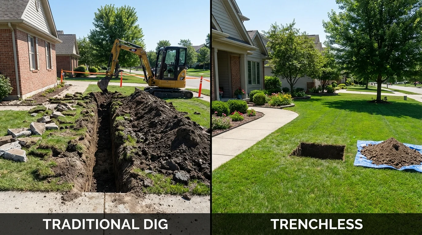 Trenchless sewer repair with minimal yard damage versus traditional excavation in Portland, OR